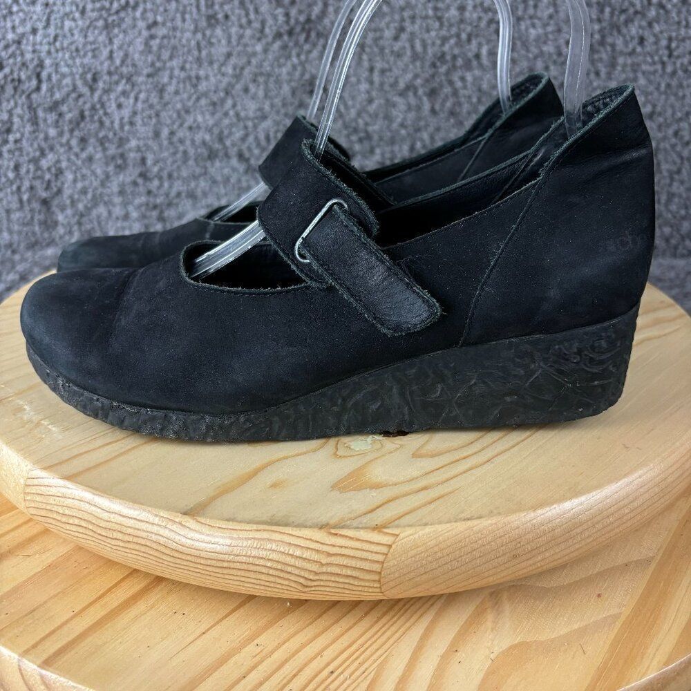 Arche Mary Jane Wedge Heels Womens 38 / 8.5 Black Suede Shoe Made in France